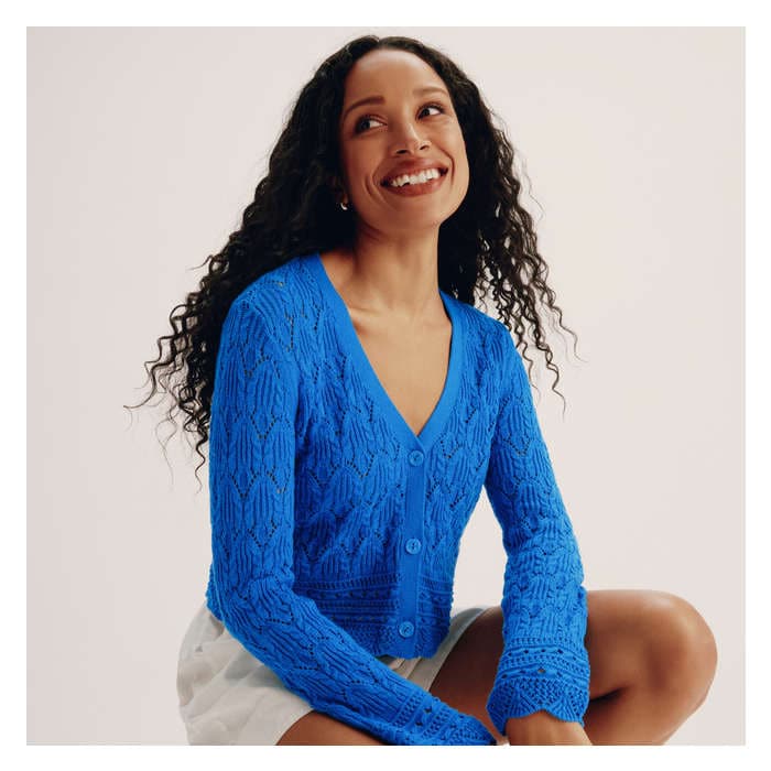Women's Crochet Cardigan - Bright Blue